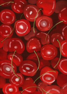 Cherry fruit pattern illustration with vibrant colors