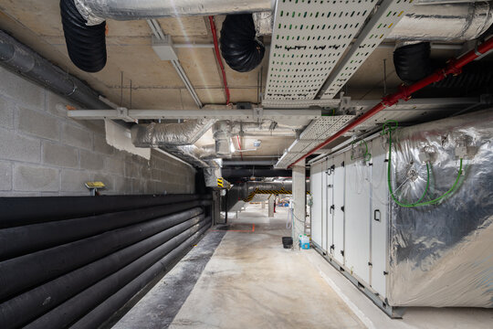 Industrial HVAC ventilation system in infrastructure setting