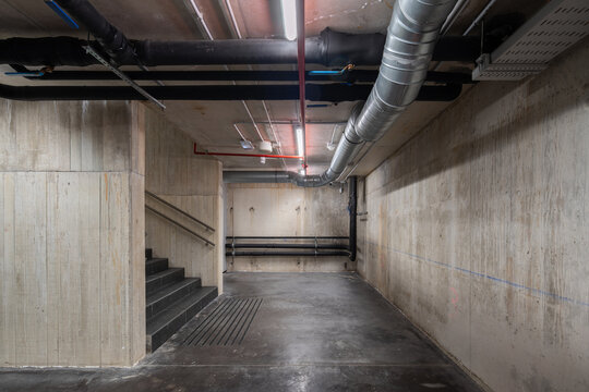 Industrial ventilation system in concrete basement