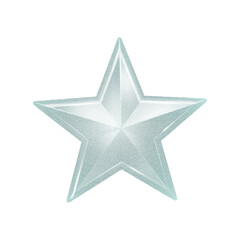 Single transparent star with texture, isolated on gray checkered background, festive element