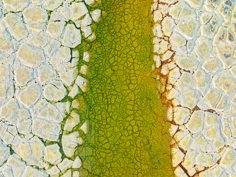 Contaminated soil with cracked textures pattern