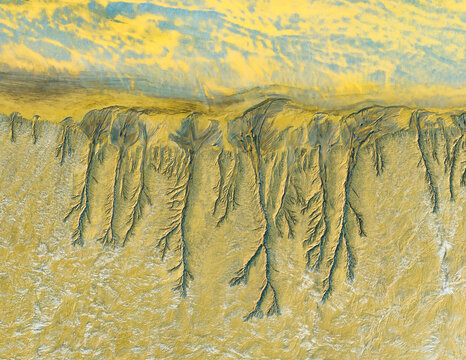 Contaminated soil textures in aerial view landscape