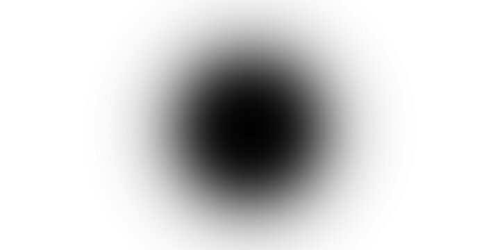 Soft dark circle shadow on transparent background, blurred abstract element for design