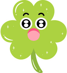 Fototapeta premium Shamrock Surprised Face Cartoon
