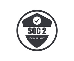 SOC 2 compliant certificate badge icon. Clean, modern design symbolizing verified data security, trust, and compliance