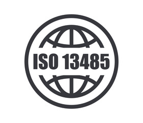 ISO certification badge tag icon for product design. European and international certification symbol vector. Medical