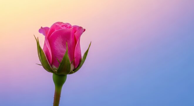 A delicate pink rosebud, still tightly closed, waiting for the morning sun to coax it into full bloom during the springtime, spring, petal, botany