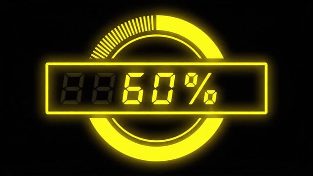 Futuristic Yellow Glitch Loading Screen Counter Loop Interface Digital Percentage Display