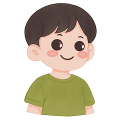 Obraz premium Cute Boy in Green Polo Shirt Cartoon