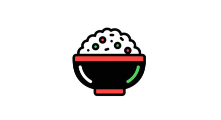 Cartoon bowl of cooked rice icon