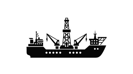 Obraz premium Vector illustration&nbsp;of drilling ship icon silhouette vector illustration on a transparent background