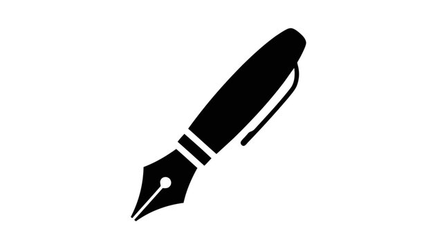 Vector illustration&nbsp;of black silhouette of a fountain pen nib icon a transparent background