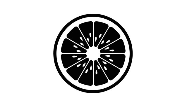 Vector illustration&nbsp;of black and white slice of citrus fruit icon or logo on a transparent background