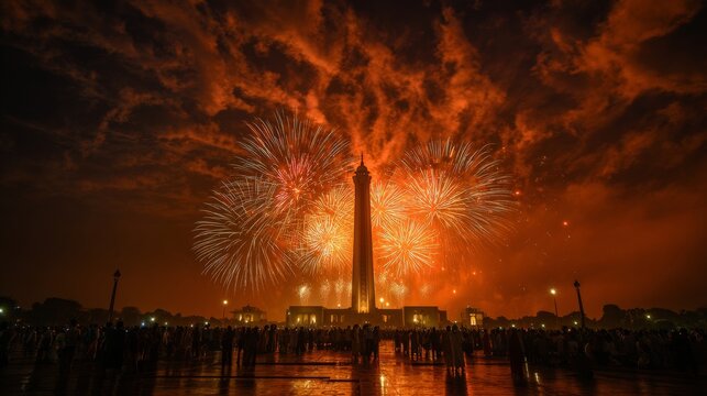 Fireworks in minar e Pakistan at 14 augus