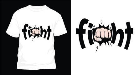 Fight word t-shirt design concept with punching fist, modern graphic typography illustration for motivational apparel © Ak bindu