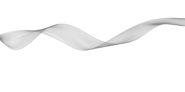 Vector illustration of a silk ribbon isolated on a white background featuring blue wave lines and a flowing gradient curve design for a digital business backdrop