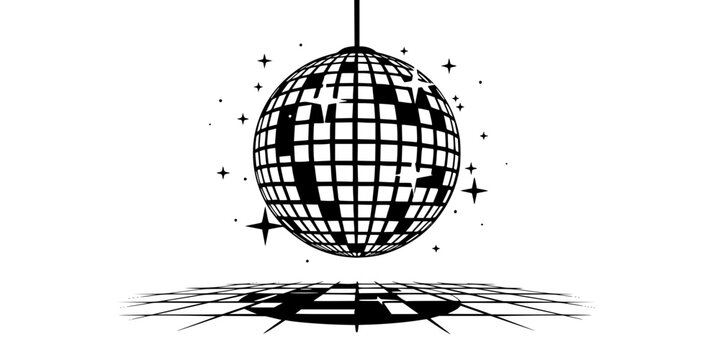Retro Wedding Disco Ball Party Silhouette