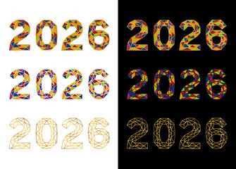 2026 Modern Vector Logo Design / 【ベクター】2026年・新年ロゴ・タイポグラフィ・近未来デザイン・数字・編集可能・バナーデザイン素材