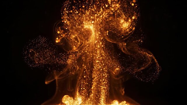 Ethereal golden light ascending phantomly with magical particles,abstract background suitable for overlay effects and visual enhancement or a dynamic element