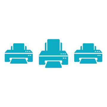 Three different types of printers lined up in a row. isolated on white background, Vector