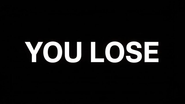 Intense Red Neon Glitch Transition of YOU LOSE Gaming Over Screen Text Failure Message Motion Graphic Loop