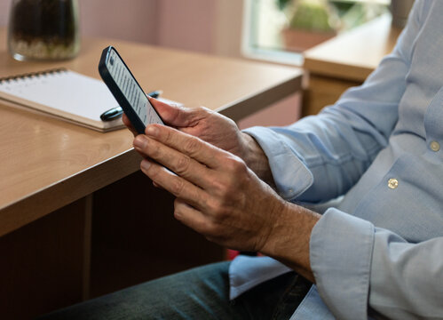 Digital learning concept with adult using mobile