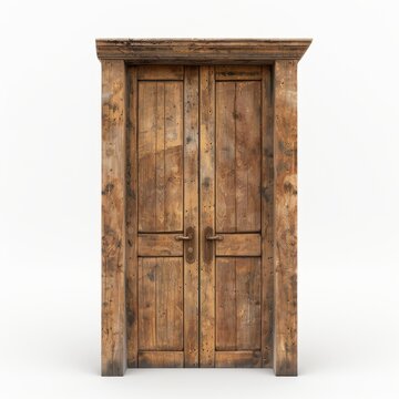 A weathered wooden door evoking rustic charm and inviting passage to a place of intrigue. capture the grain and texture, creating a sense of history and timelessness.