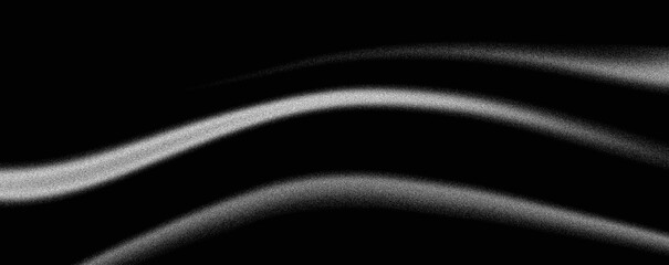 Black white grainy background, abstract minimalistic curved lines, wavy stripes, dark noise texture banner header backdrop design