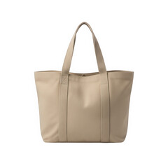 A beige tote bag with a floral trim isolated on transparent background