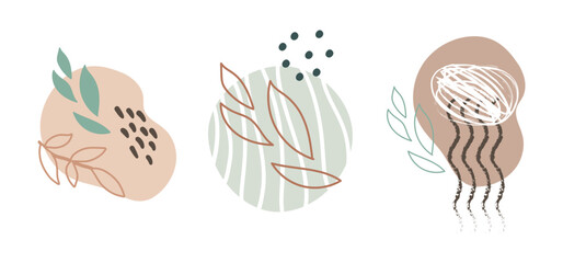 Graphic collection of abstract leaves and spots vector illustration