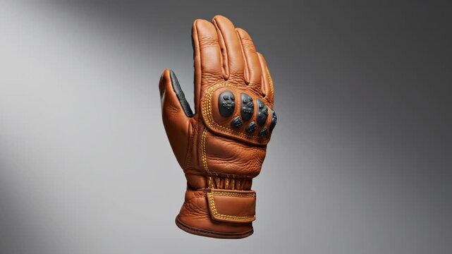 Premium tan leather motorcycle riding glove featuring knuckle protection and stylish stitching perfect for gear reviews