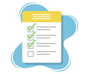 Checklist with checkmark document, Successful completion of business tasks illustration