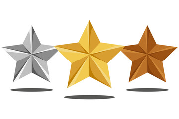 Star rankings, gold platinum and bronze badges for best quality services premium concept illustration