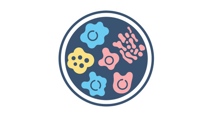 Microscopic View of Various Cells and Microorganisms in a Circular Frame