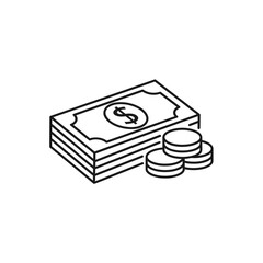 Fototapeta premium Cash Money Outline Line Icon on White Background