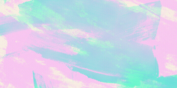 Risograph halftone texture background, pastel cyan mint gradient surface, analog print grain overlay, abstract editorial design base, soft faded ink aesthetic, vector illustration