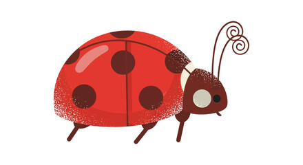 Whimsical illustration of a ladybug with distinctive red and brown spots and swirling antennae, viewed from the side © John