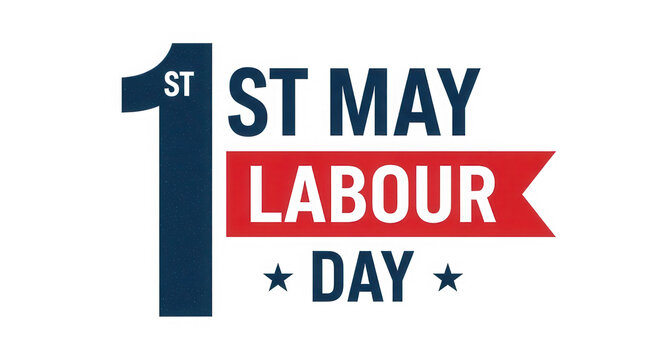 1st may labour day celebration with red and blue graphic design isolated on transparent background