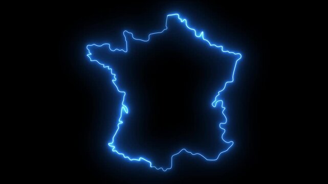 Paris map in france with glowing neon effect