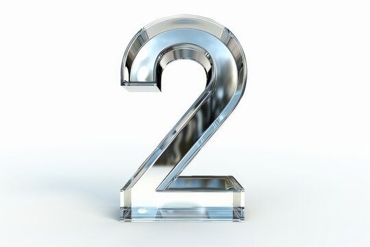 A shiny, transparent number 2, showcasing the sleek, glassy exterior with pristine lighting.