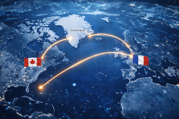 Geopolitical Map Highlighting Greenland Canada and France Arctic Strategy Concept
