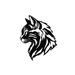 Obraz premium Cat logo design. Cat head silhouette on white background. Cat head vector illustration. 