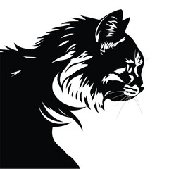 Fototapeta premium Cat logo design. Cat head silhouette on white background. Cat head vector illustration. 