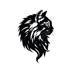 Obraz premium Cat logo design. Cat head silhouette on white background. Cat head vector illustration. 