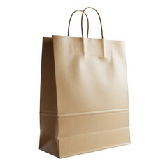 A brown paper bag with handles on a white background isolated on transparent background