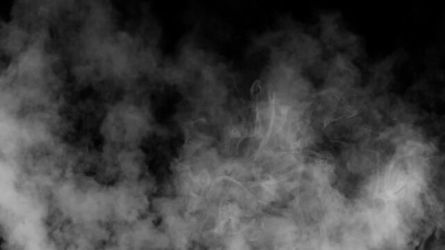 Realistic fog effect overlay, horizontal moving fog effect on dark background