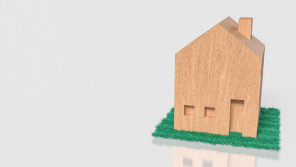 Minimal Wooden House Model for Real Estate Concept 3d render.