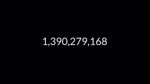 Number counter animation from 0 to 5,000,000,000 on black background, Animated number counter from zero to fifty hundred crore in 4k ,counting number digit with alpha channel.