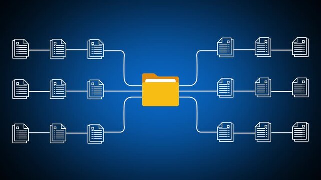 Fast file transfer, quick torrent of copying data from folder to folder on computer, transparent background footage