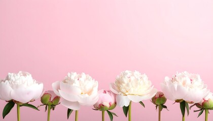 Obraz premium Peony Linear Flow. Gentle Flowers Background